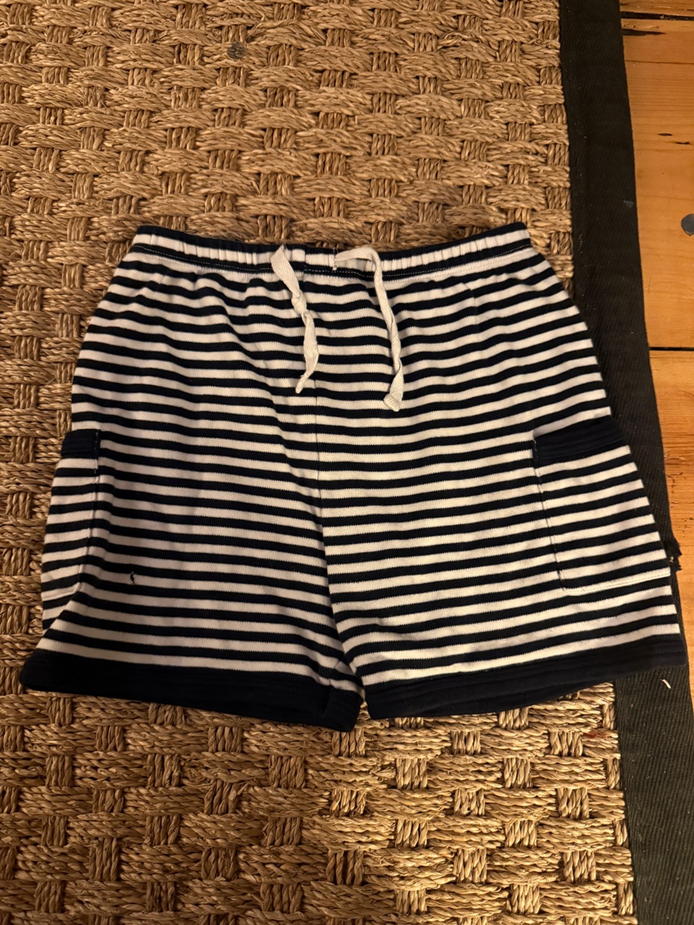 bella bliss Navy and White Striped Cotton Shorts